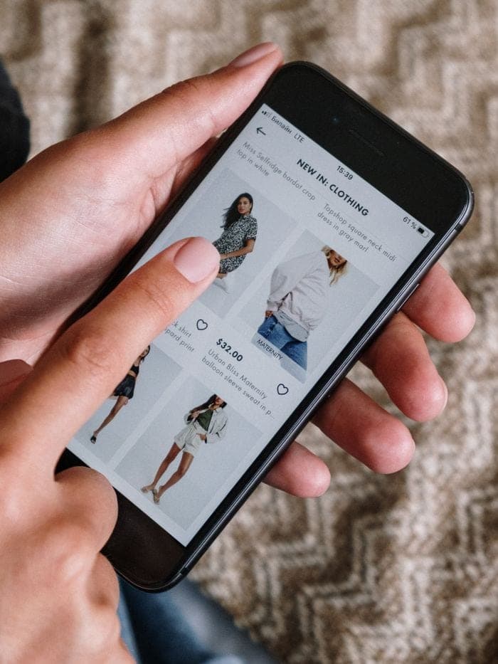 Online marketplace shopping app on a smartphone